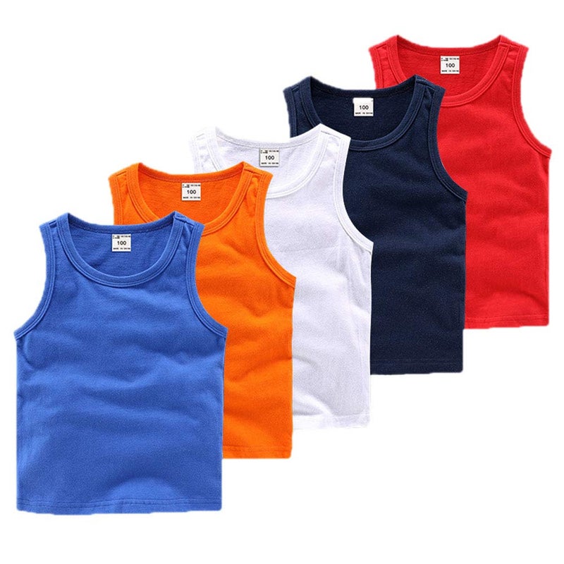 DCUTERQ Toddler Baby Boys Girls Solid Tank Tops T-Shirts Undershirts Cotton Summer Sleeveless Vest White 6 Years - Image 2